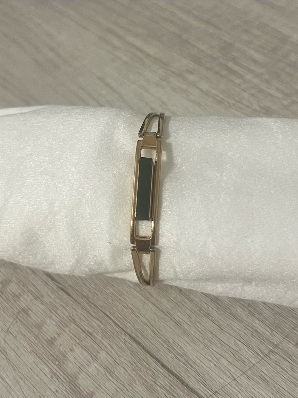 Avon Gold-Tone Bracelet with dark Teal Accent Bar